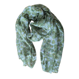Foulard femme fleuri et dorures Cerisea-Vert