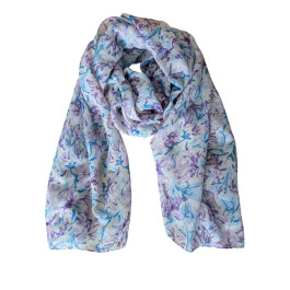 Foulard femme fleuri et dorures Cléophée-Parme