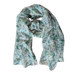 Foulard femme fleuri et dorures Cléophée-Vert