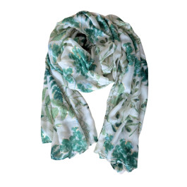 Foulard femme feuillages et dorures Dahlia-Vert