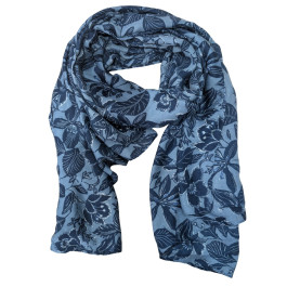Foulard femme fleuri Alison-Bleu