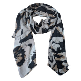 Foulard femme motif animalier Aurélie-Taupe