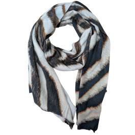 Foulard femme motif animalier zébré Carla-Marron