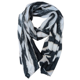 Foulard femme motif animalier zébré Carla-Noir