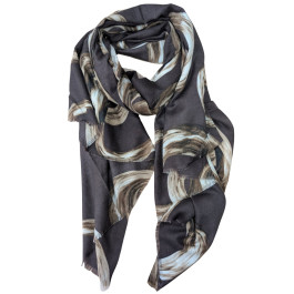 Foulard femme anneaux taupes-Marron
