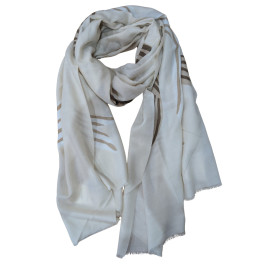 Foulard femme noeuds rayés camels-Beige