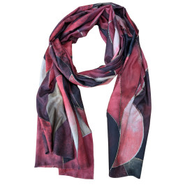 Echarpe femme feuillages et dorures Chloé-Rouge