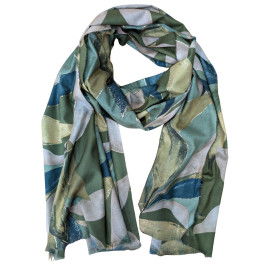 Echarpe femme feuillages et dorures Chloé-Vert