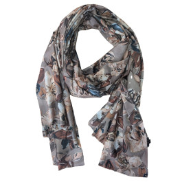 Echarpe femme fleurie et dorures Leslie-Camel