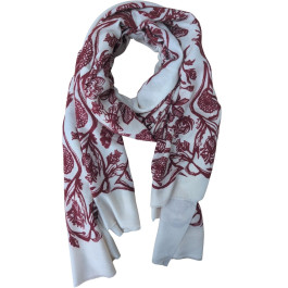 Echarpe femme beige motifs fleuris Nadège-Rouge