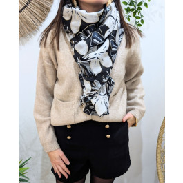 Echarpe femme fleurs et dorures Ilyssa-Noir