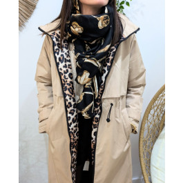 Echarpe femme fleurie et dorures Marilou-Noir