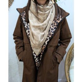 Echarpe motifs léopard liserés brillants-Beige