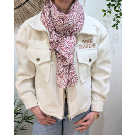 Foulard femme fines feuilles et dorures-Rose