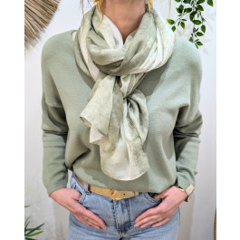Foulard femme uni délavé et dorures Léandra-Kaki clair
