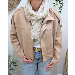 Foulard femme fleurs liberty et dorures-Beige