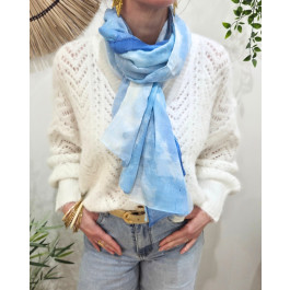 Foulard femme uni délavé et dorures Léandra-Bleu