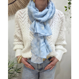 Foulard femme fleuri et dorures Belina-Bleu