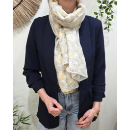 Foulard femme fleuri et dorures Belina-Ecru