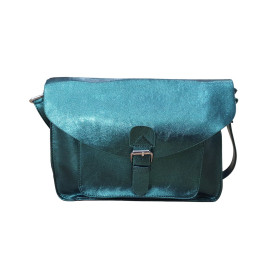 Sac à bandoulière métallisé Cyrielle-Vert bouteille