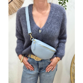 Sac banane femme effet craquelé-Bleu ciel