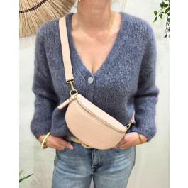 Sac banane femme effet craquelé-Rose poudré