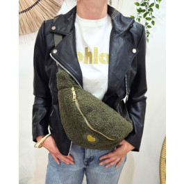 Sac banane moumoute femme coeur doré brodé-Kaki