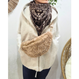 Sac banane femme moumoute Rosélina-Camel