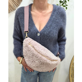 Sac banane femme moumoute Rosélina-Vieux rose