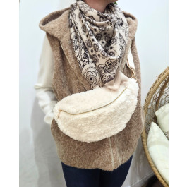 Sac banane femme moumoute Rosélina-Beige