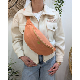 Sac banane femme coton coeur brodé doré-Orange