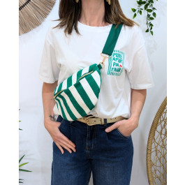 Sac banane femme éponge à rayures-Vert
