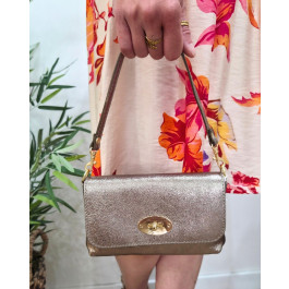 Sac pochette femme bandoulière chaine dorée-Bronze