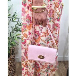 Sac pochette femme bandoulière chaine dorée-Rose