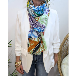 Foulard femme imprimés multicolores Aira-Bleu