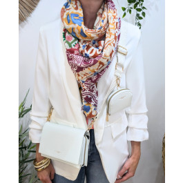 Foulard femme patchwork imprimés fleuris-Multicolore