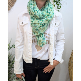 Foulard femme imprimés cachemires et dorures-Vert
