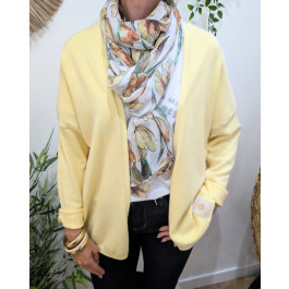 Foulard femme fleuri Deva-Beige