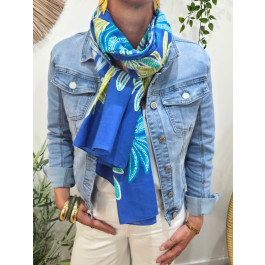 Foulard femme imprimés palmiers-Bleu