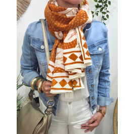 Foulard femme imprimés palmitos-Terracotta