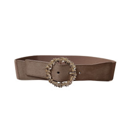 Ceinture élastique boucle dorée Ludovine-Camel