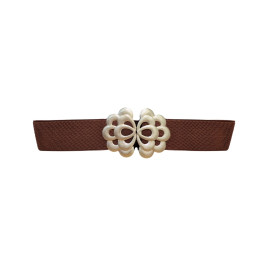 Ceinture élastique boucle florale dorée-Terracotta