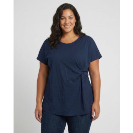 Blouse femme grande taille fluide nouée-Bleu marine
