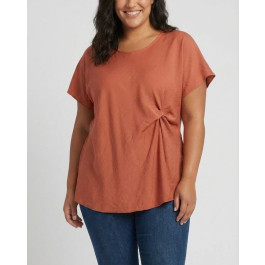 Blouse femme grande taille fluide nouée-Terracotta