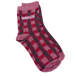 Chaussettes à carreaux et paillettes Rebelle-Rouge