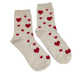 Chaussettes coeurs pailletés-Beige