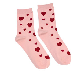 Chaussettes coeurs pailletés-Rose