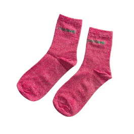 Chaussettes à paillettes femme Daronne-Rose fuchsia