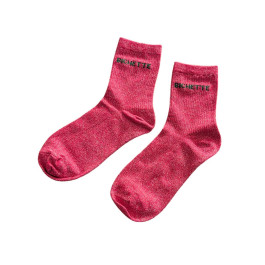 Chaussettes à paillettes femme Bichette-Rose fuchsia