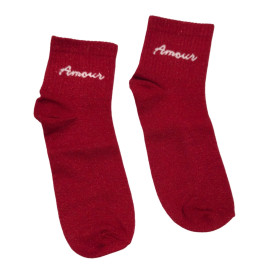 Chaussettes à paillettes Amour-Rouge